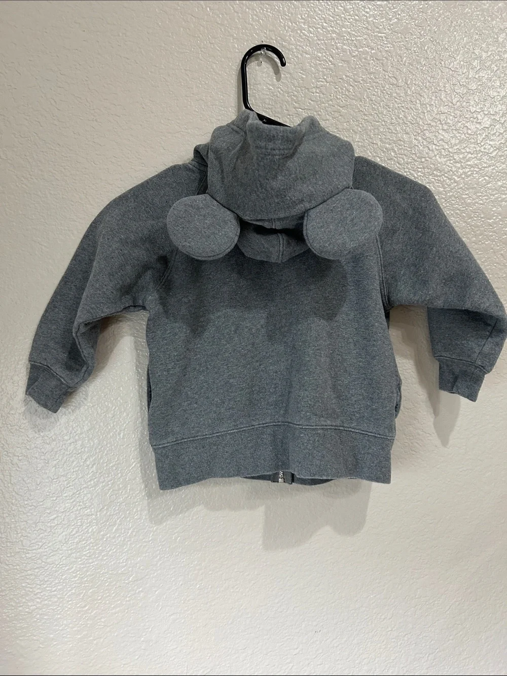 Disney Gray Mickey Mouse Zip-Up Hoodie Hood Ears Sz 110(4T-5T) Casual TC0718